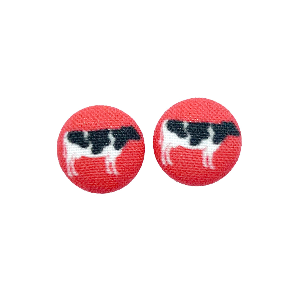 Novelty Stud - Cows on Red