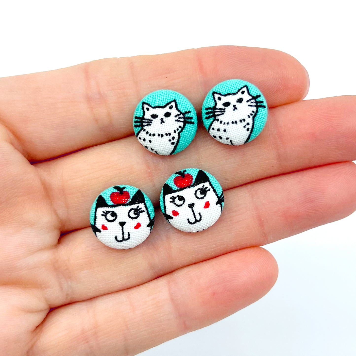 Novelty Stud - Teal Cats